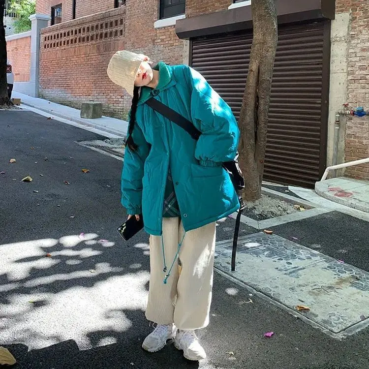 Oversized Fashion Parkas Hooded Jacket Women's Winter 2022 Loose Cotton Padded Coat Thicken Warm Outerwear Female Korean