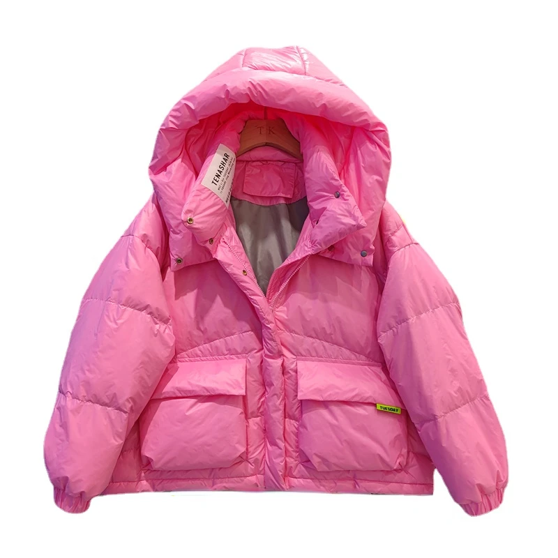 2022 New Down Jacket Women's Hooded Stand Collar Color Thick Winter Coat Long Sleeve Casual Warm куртка женская Veste Femme H710