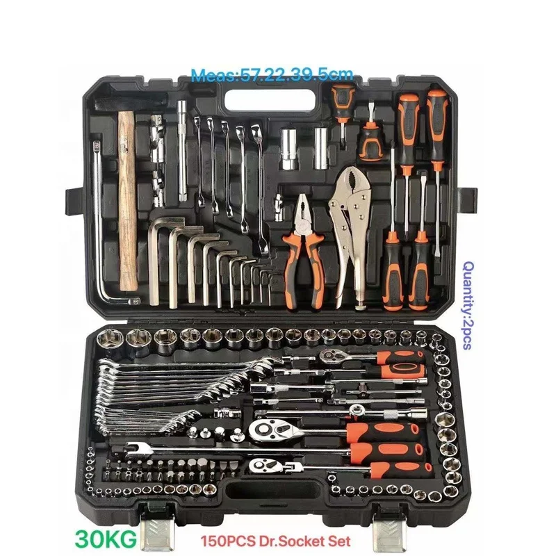 

Heavy Duty 150pcs Hand Tool Kit 1/4\" 1/2\" Socket Wrench Spanner Set Auto Repair Tool Box