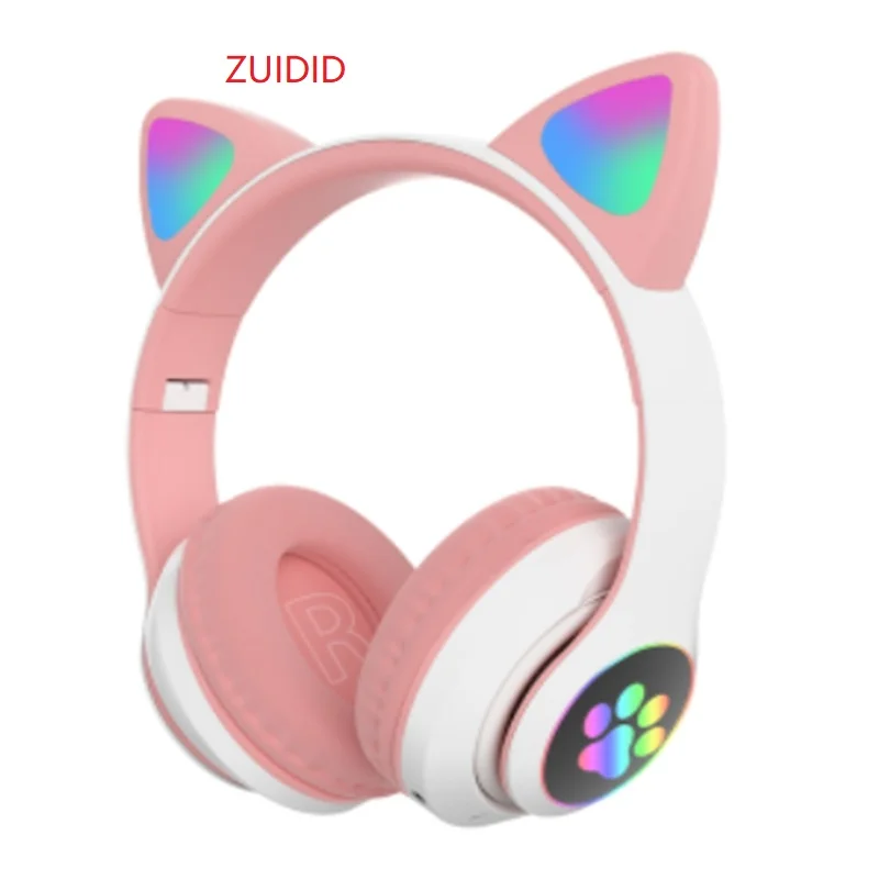 

Flash Light Cute Cat Ears Wireless Headphone with Mic Control LED Kid Girl Stereo Music Helmet Phone Bluetooth Headset Gift