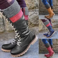 womens leisure lace up sock shoes leather winter warm fur shoes fashion mixed colors low heel boots large size fur boots shoes