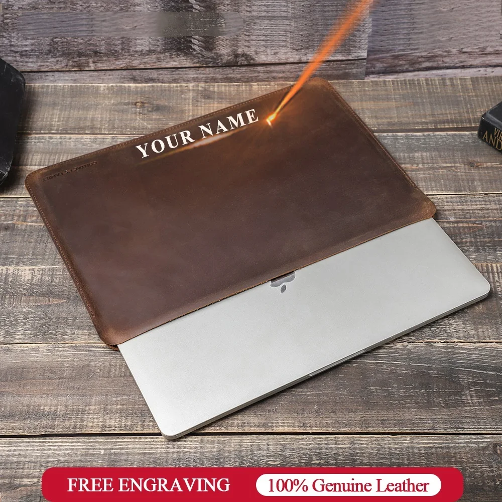 

. Laptop Bag For Mac Book Pro 14 Air 13 M1 M2 2022 Case Genuine Leather Macbook Pro/Air 13 Carry Sleeve