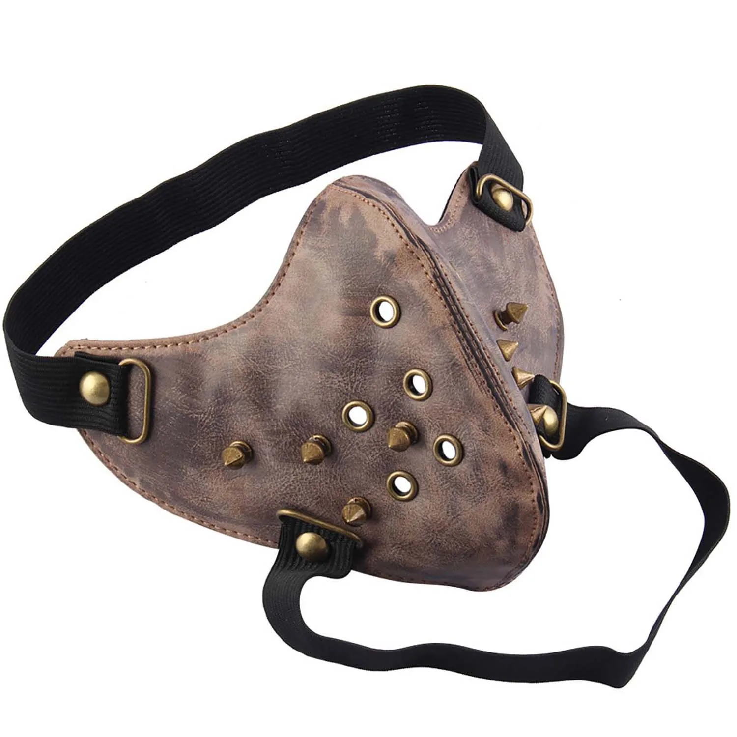 

Halloween Rivet Ride Punk Mask Retro Women Men Outdoor Riding Protective Leather Face Mouth Masks Funny Party Cosplay