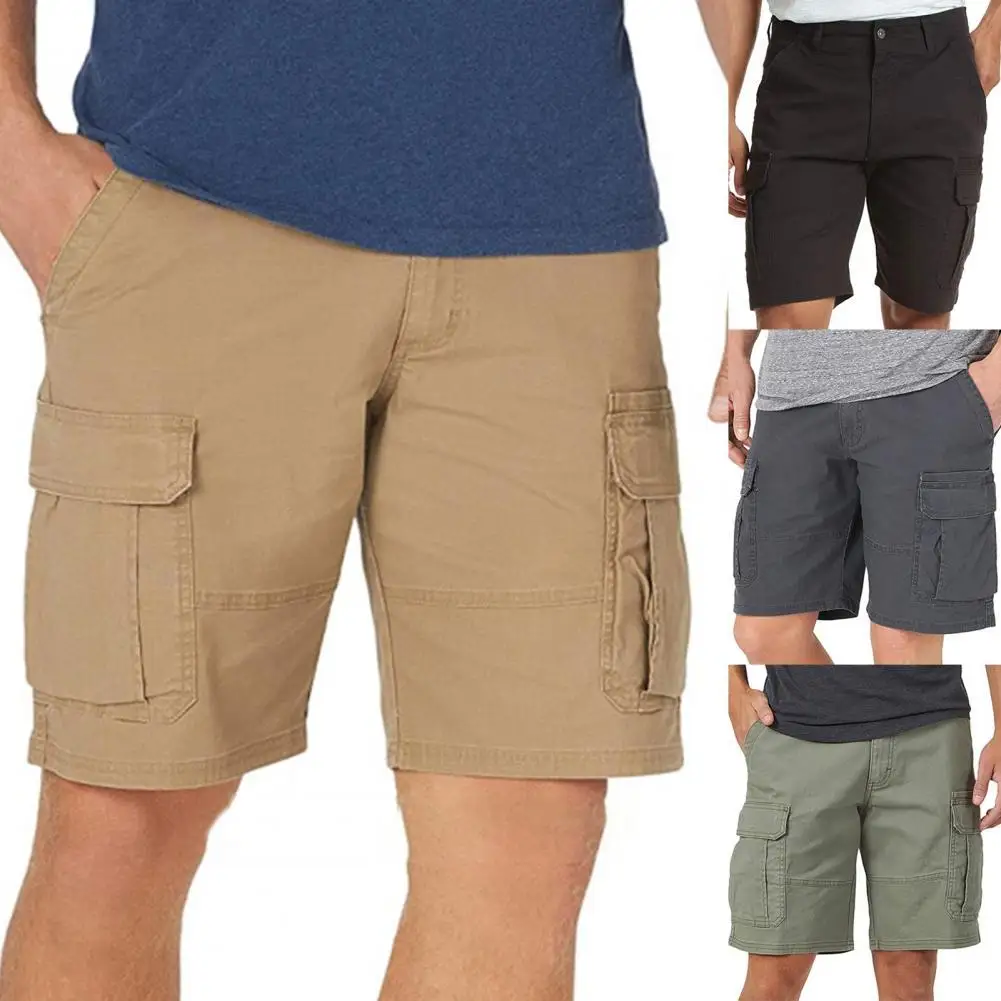 

Cargo Shorts Soft Beach Shorts Men Skin-friendly Popular Multi Pockets Mid Rise Shorts