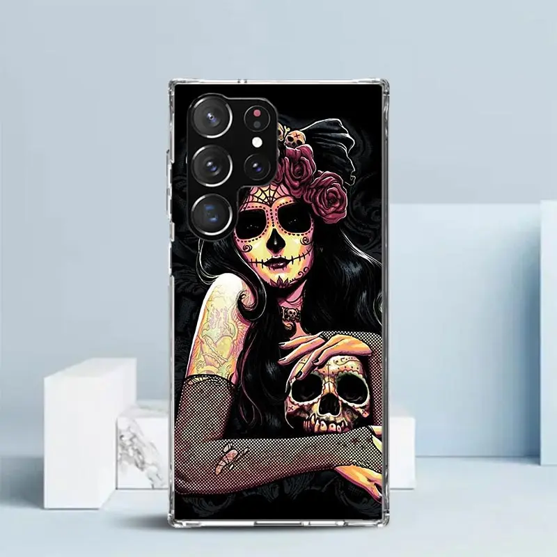 Чехол для телефона Catrina с изображением красивой розы и черепа Samsung Galaxy S22 S23 S24 Ultra S21