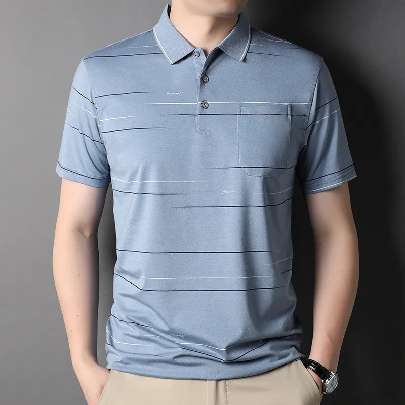 

2022 New Arrival Polo Shirt Men Fashion Short Sleeve Summer Clothing Striped Male Koean Style Polo Shirt Homme Streetwear Shirt