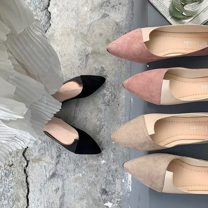 

New Arrival Women Leather Shoes Splice Color Shoe Ballerina Slip On Shoes Women Flats Fashion Pointed Toe Casual Ladies Shoes