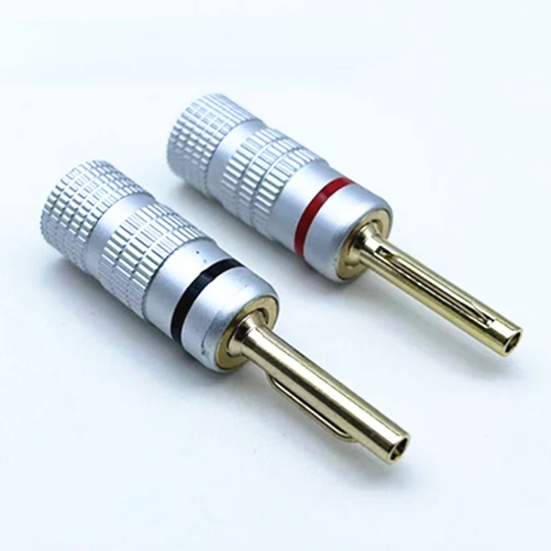 

4pcs Middle channel copper gold plated aluminum shell shrapnel banana head without LOGO4MM banana plug speaker socket