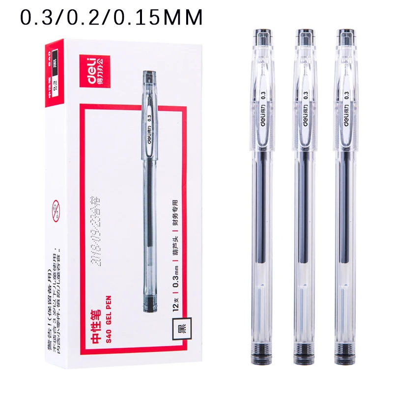 3 pcs/lot 0.3mm Fine Gel Pens Chinese Elegant Black Finance 