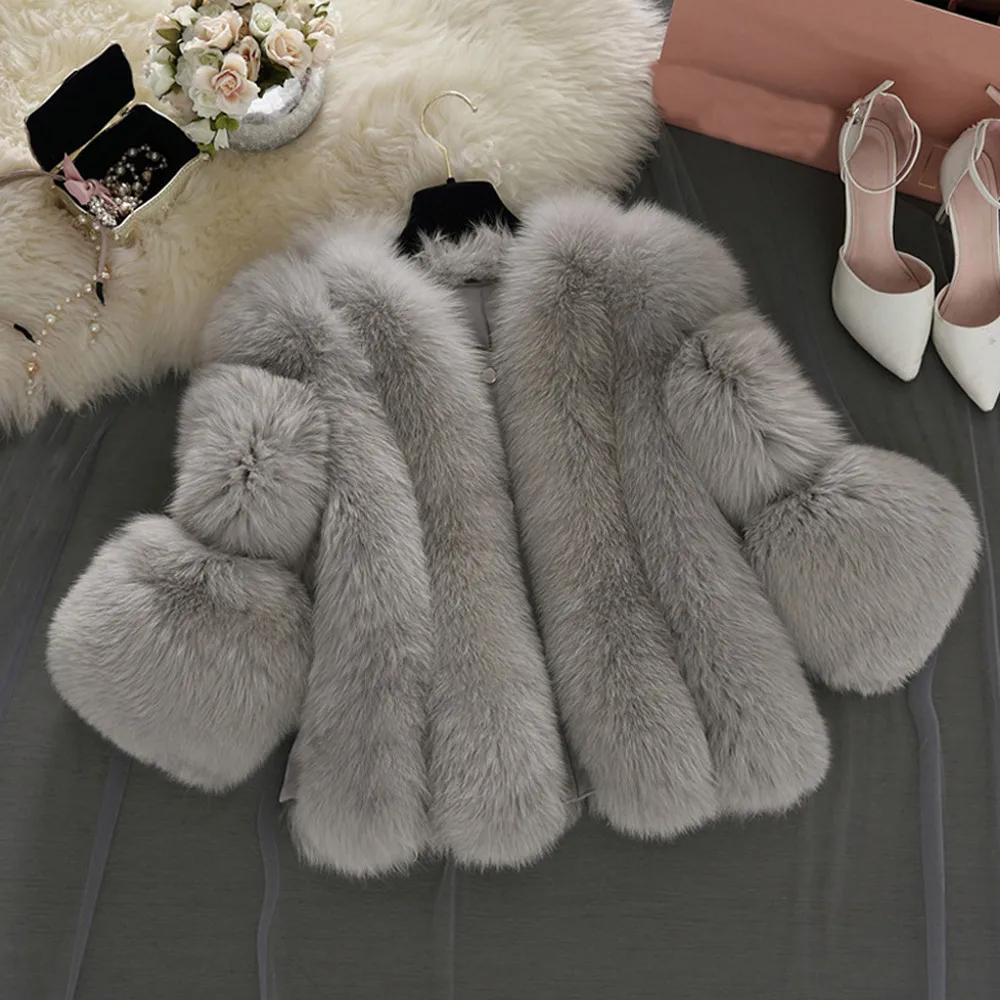 

Pink Faux Fur Winter Warm White Coat Elegant Women Fox Fur Coats S-4XL Thick Warm Outerwear 2023 Fake Fur Jacket Chaquetas Mujer
