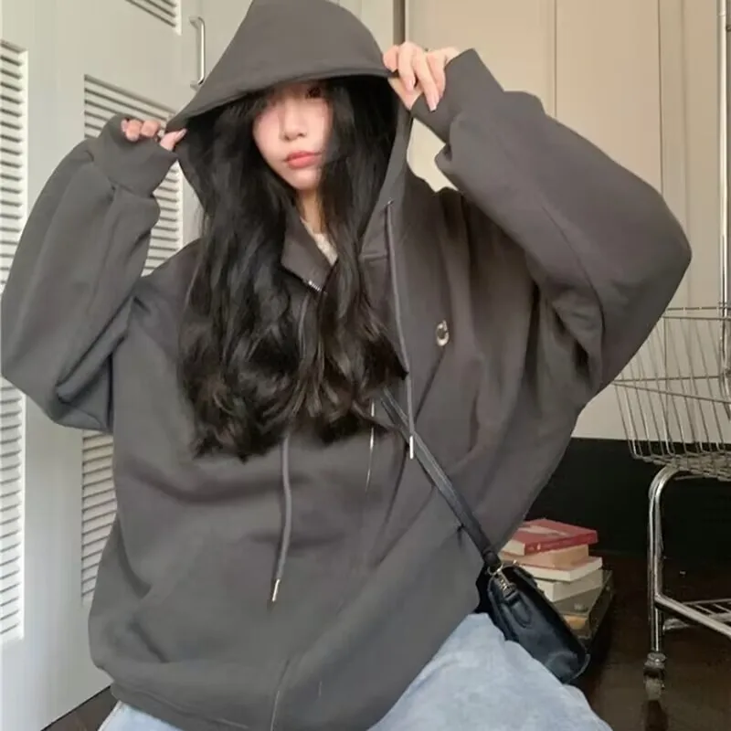 

2022 New Loose Lazy Casual Zip Cardigan Hoodie for Women Free Shipping
