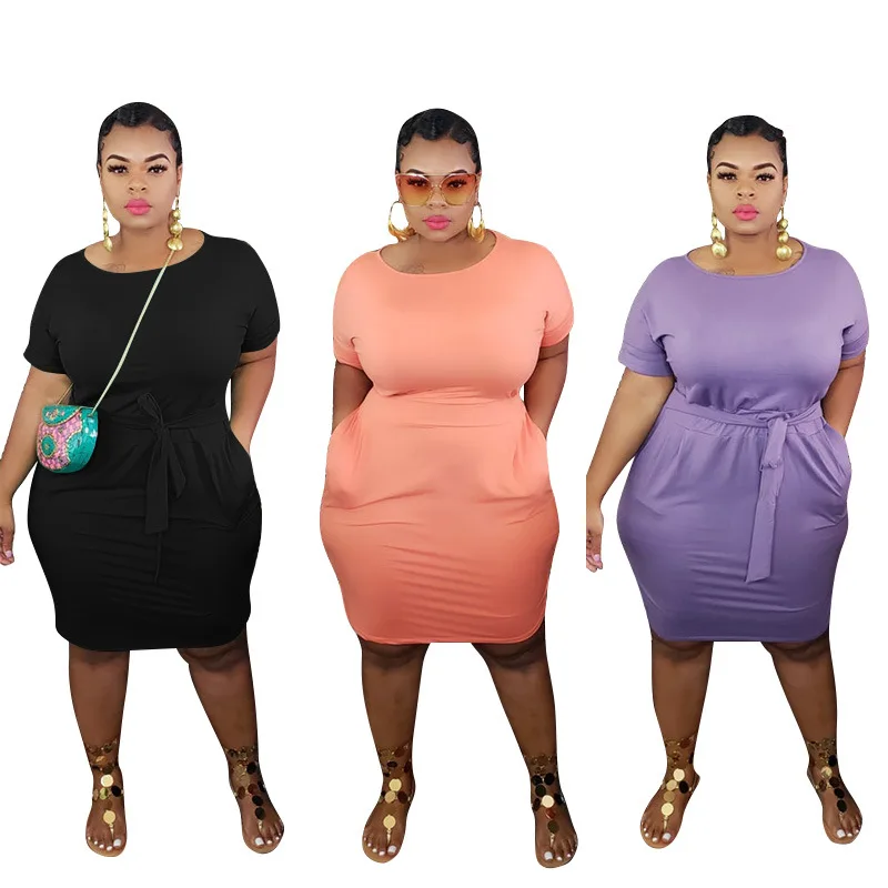 

2022 Summer Women's Solid Slim Fit Bodysuit Bag Hip With Belt Large Dress