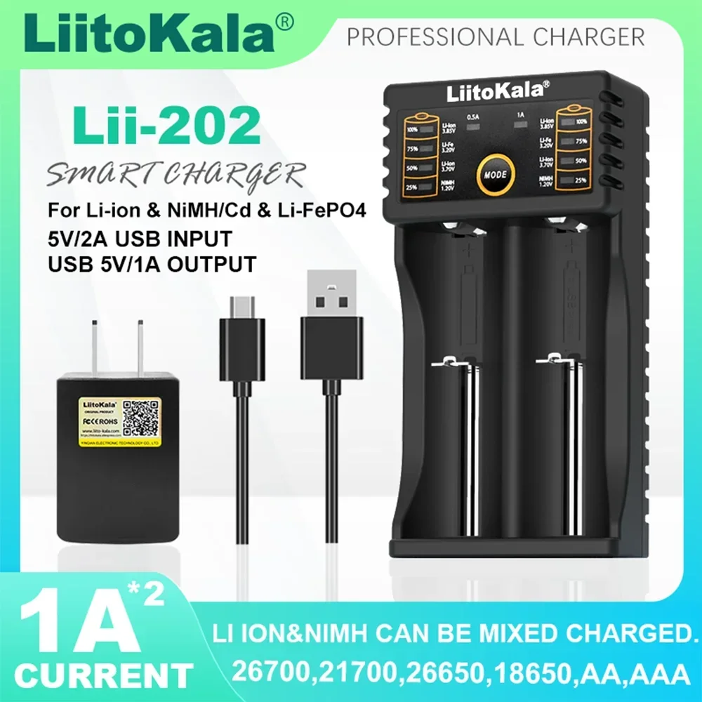 Зарядное устройство Liitokala Lii-202 AU EU US UK Plug NiMH