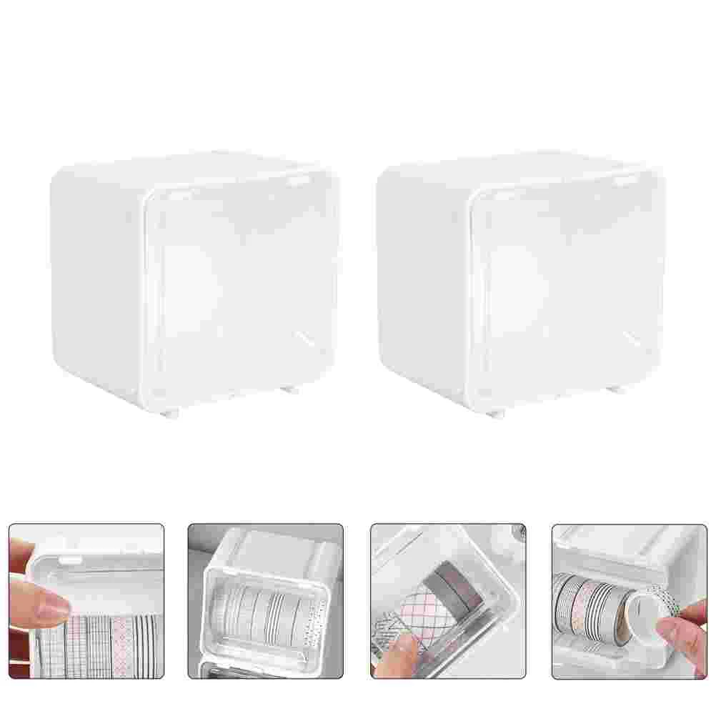 

Tape Organizer Box Sticker Dispenser Storage Desktop Clear Drawers Stackable Mini Japanese Style Rollwashi Classify