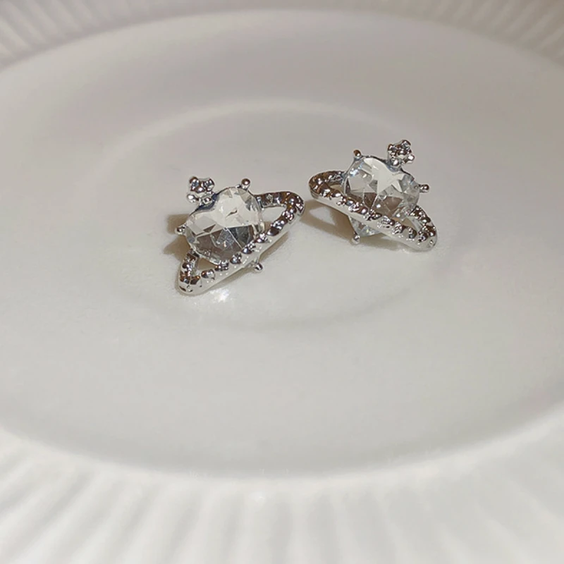 

KAITIN Daily Jewelry Make You Fashionable Rhinestone Crystal Stud Earrings Heart Ear Stud Minimalist Ear Jewelry