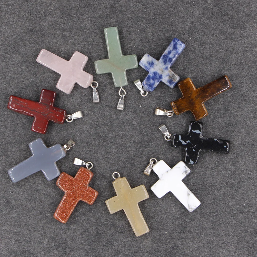 

30PCS 24 Color Stone Cross Gemstone Pendants Charms Cross Charms without Chain Jewelry Making Supplies for Necklace Earring