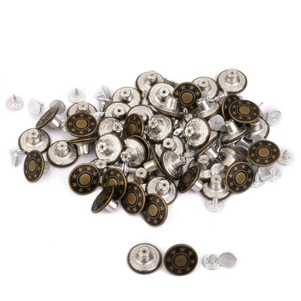 

50 17mm Jeans Button Star Pattern Matte Durable Tack Button Jean Tack for Trousers
