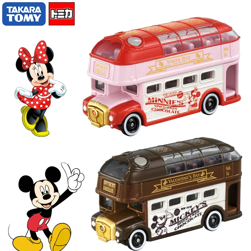 

Takara Tomy Tomica Mickey Minnie Series Alloy Car Valentine's Day version Premium Sunshine Bus figure Model Ornament Kids Gifts