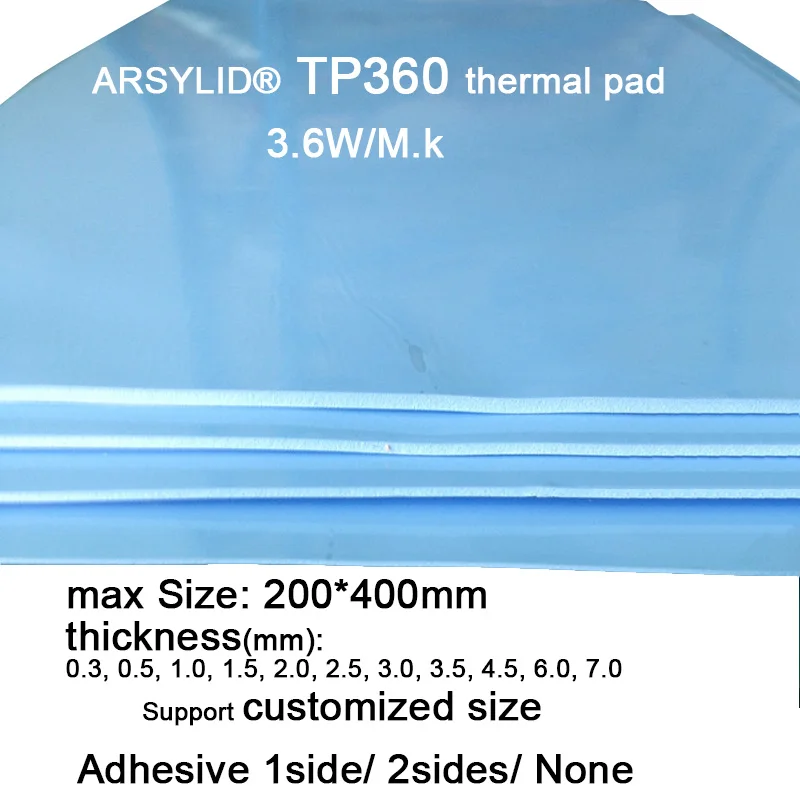 ARSYLID TP360 3,6 Втм. k Высококачественная силиконовая термопрокладка, радиатор охлаждения для M.2 CPU GPU чип VGA 0,3 мм 0,5 мм 1 мм 1,5 мм (art.: 3920be69a74c2) - 3920be69a74c2