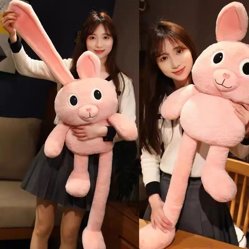 

100cm Bunny Plush Long Ears Can Pull Bunny Rabbit Doll Ears Stretchable Rabbit Plush Toy Stuffed Animal Plush Toy Children Gifts