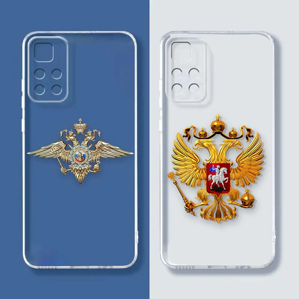 

Clear Phone Case For Redmi K60 K50 K40 K40S K30 K20 12C 10X 10A 9T 9 8 CC9 CIVI 2 Pro Case Funda Capa Shell Russian Flags Emblem