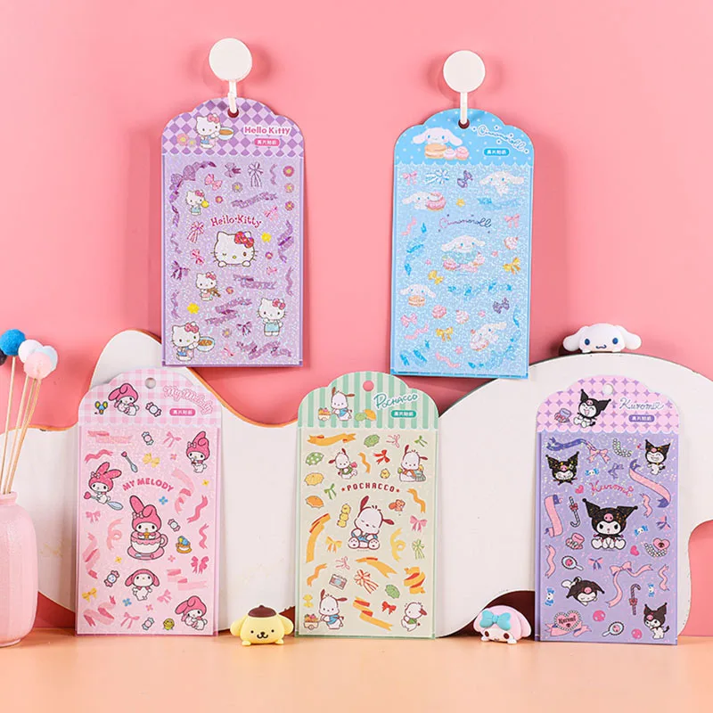 

Kawaii Sanrio Mymelody Cinnamoroll наклейка ручной аккаунт оптовая продажа набор детские Мультяшные Милые Блестки наклейки Diy креативные