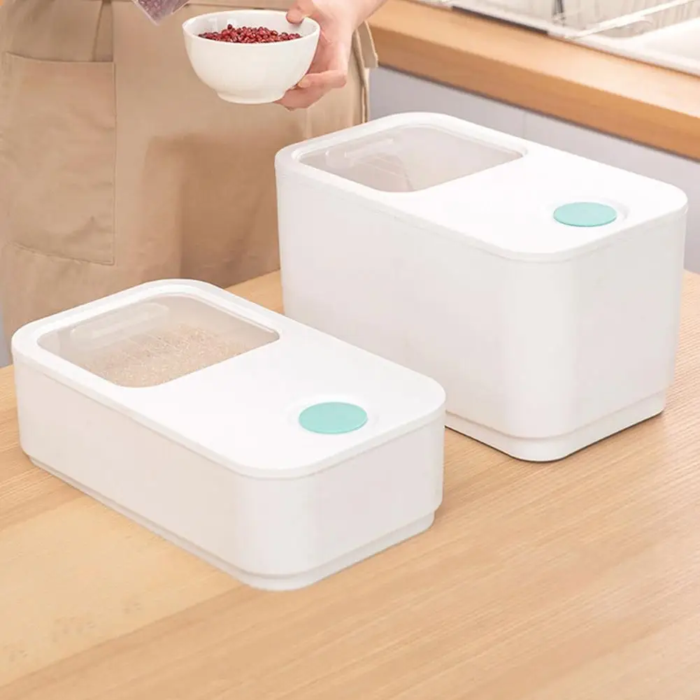 Cubo de arroz de plástico transparente para el hogar, caja organizadora de utensilios de cocina, 5kg/10kg