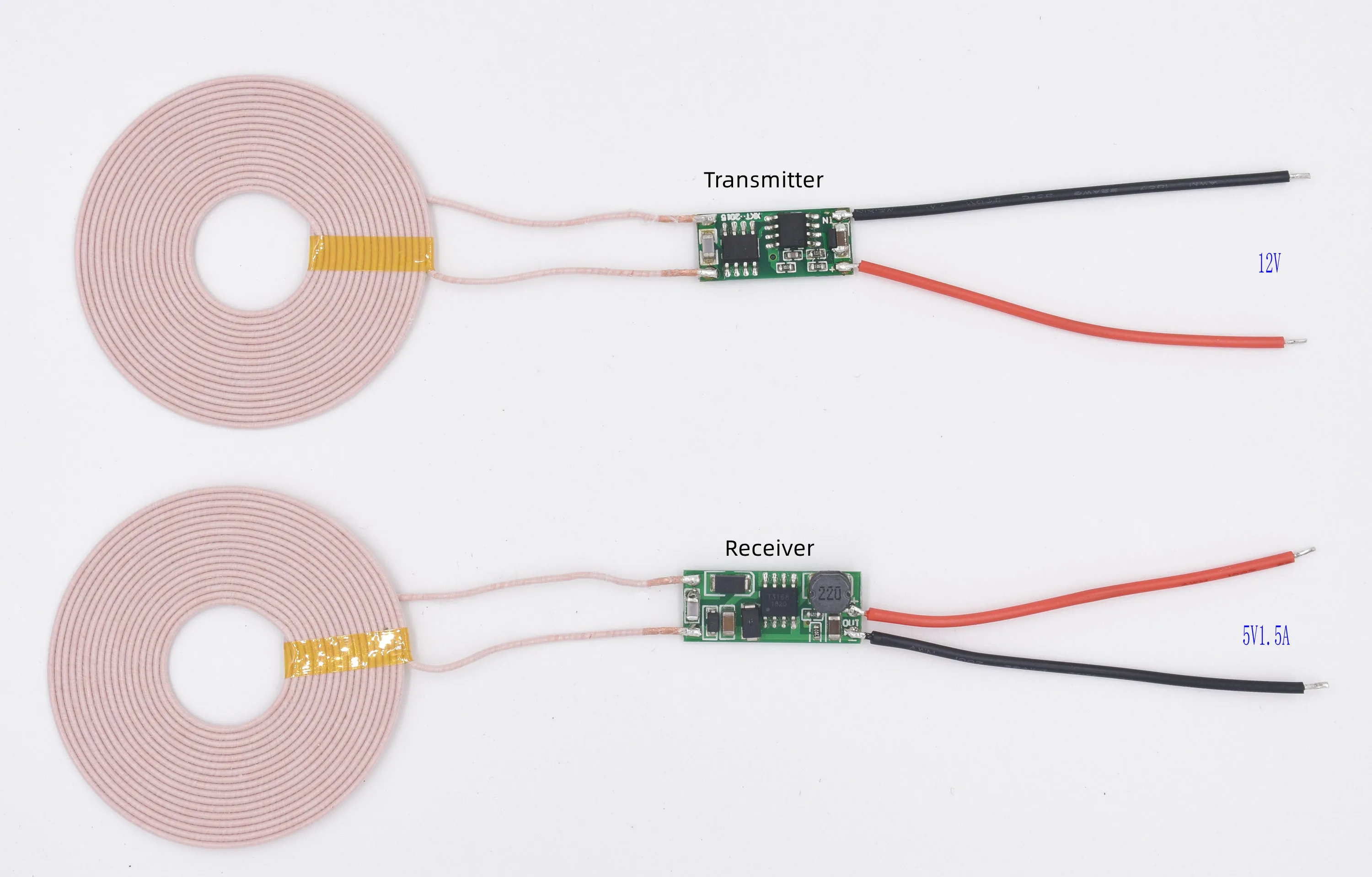 Taidacent 5V 1.5A 20mm Long Distance Wireless Charger PCB 12V Wireless Power Transmission Adapter Coil Inductive Charging Module