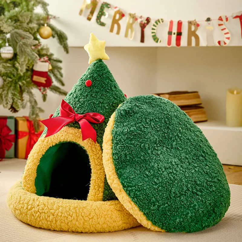 Рождественский кошачий туалет Рождественские носки Гнездо Круглое гнездо