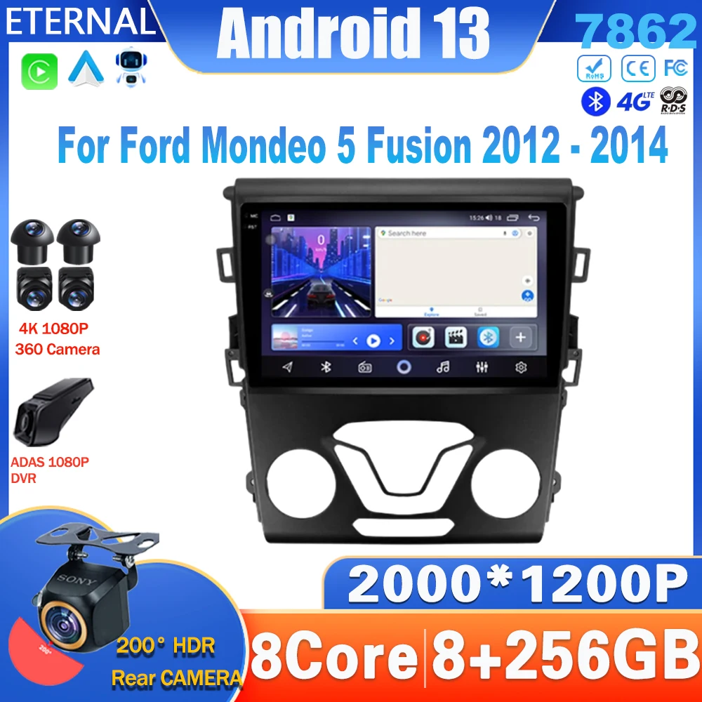 Android 13 радио плеер для Ford Mondeo 5 Fusion 2012 - 2014 GPS экран WIFI сенсорная головная установка