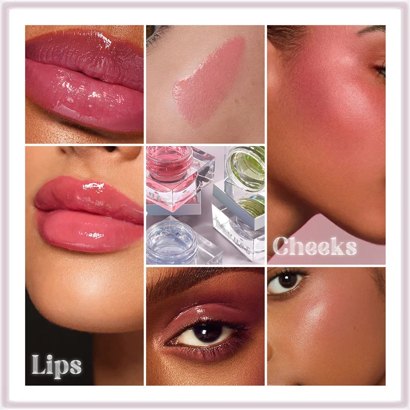 Crystal Color Changing Lip Gloss Shining Magic Lip Cheek Glassy Dual-use Balm Natural Blusher Lipstick Lip Gloss Blush Makeup images - 6