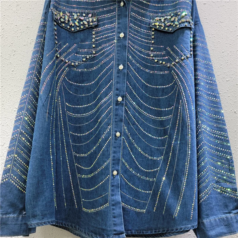 Джинсовая рубашка со стразами джинсы звездами и бриллиантами блузки ковбойский
