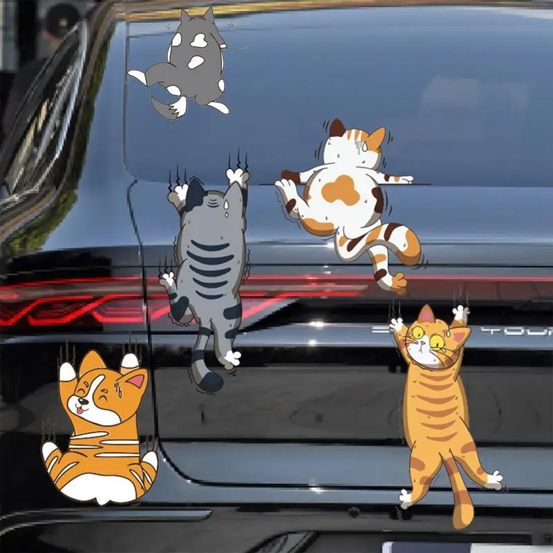 

3pcs Car Universal Whole Body Fun Personality Funny Pet Cat Car Stickers Scratches White Cat Car Stickers Home Decoration Party