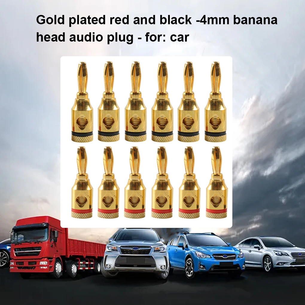 

12 Pcs Banana Plugs 4mm Gold Plated Speaker Wire Connector Detachable Stereo Receivers Formula Auto Part for Home Use Car