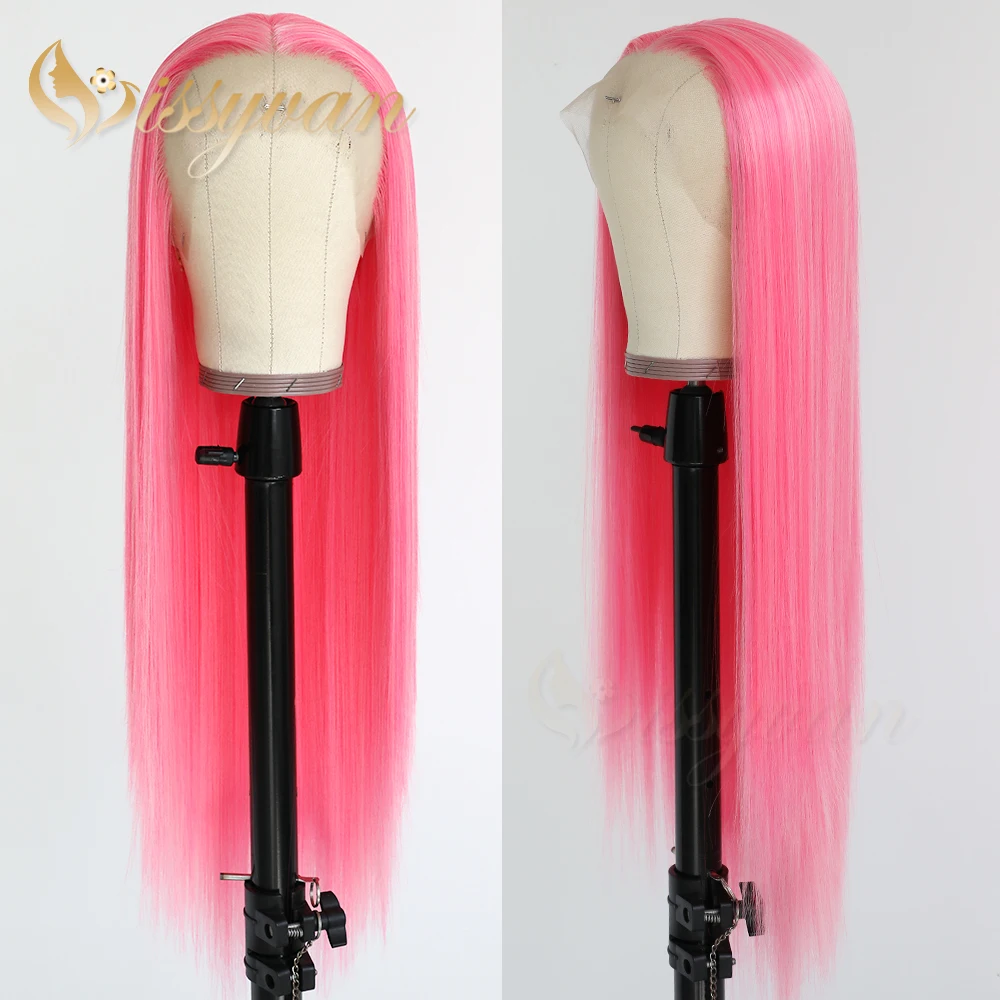 Lace Wigs Free Part Pink Hair Glueless Synthetic Wigs For Women
