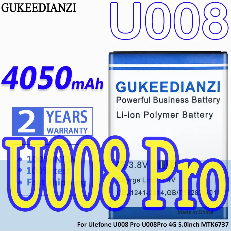 

U 008 4050mAh High Capacity GUKEEDIANZI Battery For Ulefone U008 Pro U008Pro 4G 5.0 Inch MTK6737 Rechargeable Batteries Bateria