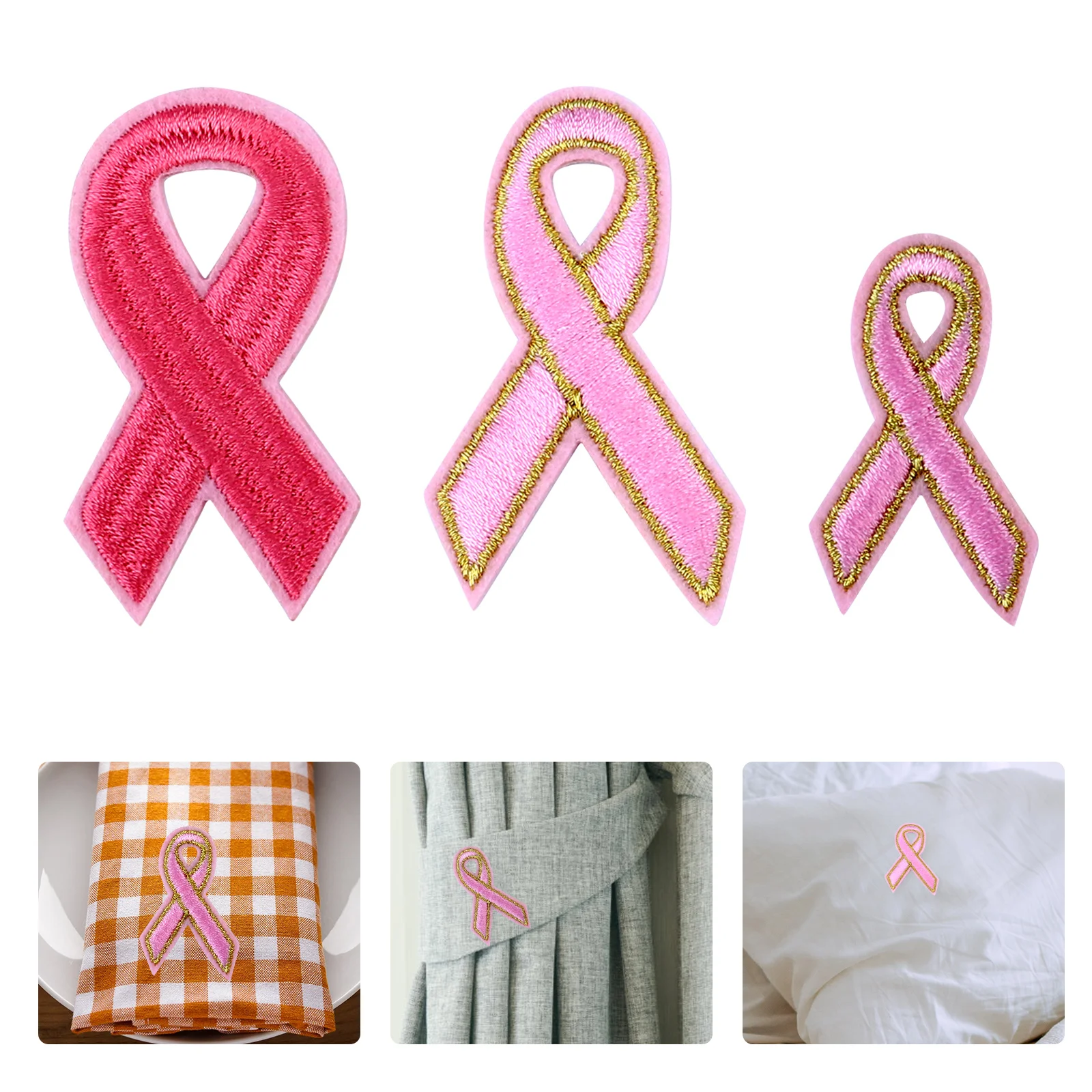 

Pink Ribbon Cloth Sticker Pattern Patch Charm Patches Embroidery Stickers Accessories Garment Iron Decals Clothing