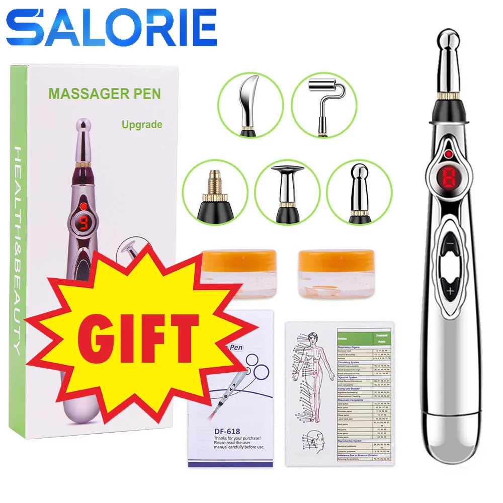 

3/5heads Electronic Meridian Acupuncture Pen Electric Body Massager Physiotherapy Pulse Muscle Stimulator Relaxing Massage Tools