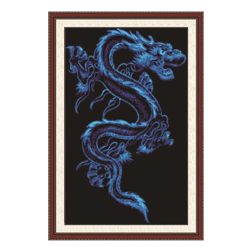

Blue Dragon cross stitch kit 14ct 11ct pre stamped canvas cross stitching animal lover embroidery DIY handmade needlework