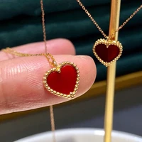 pure gold chain jewelry paint agte red heart pendant for women au750 peach shaped rose gold necklace 16 18inch girlfriend gift