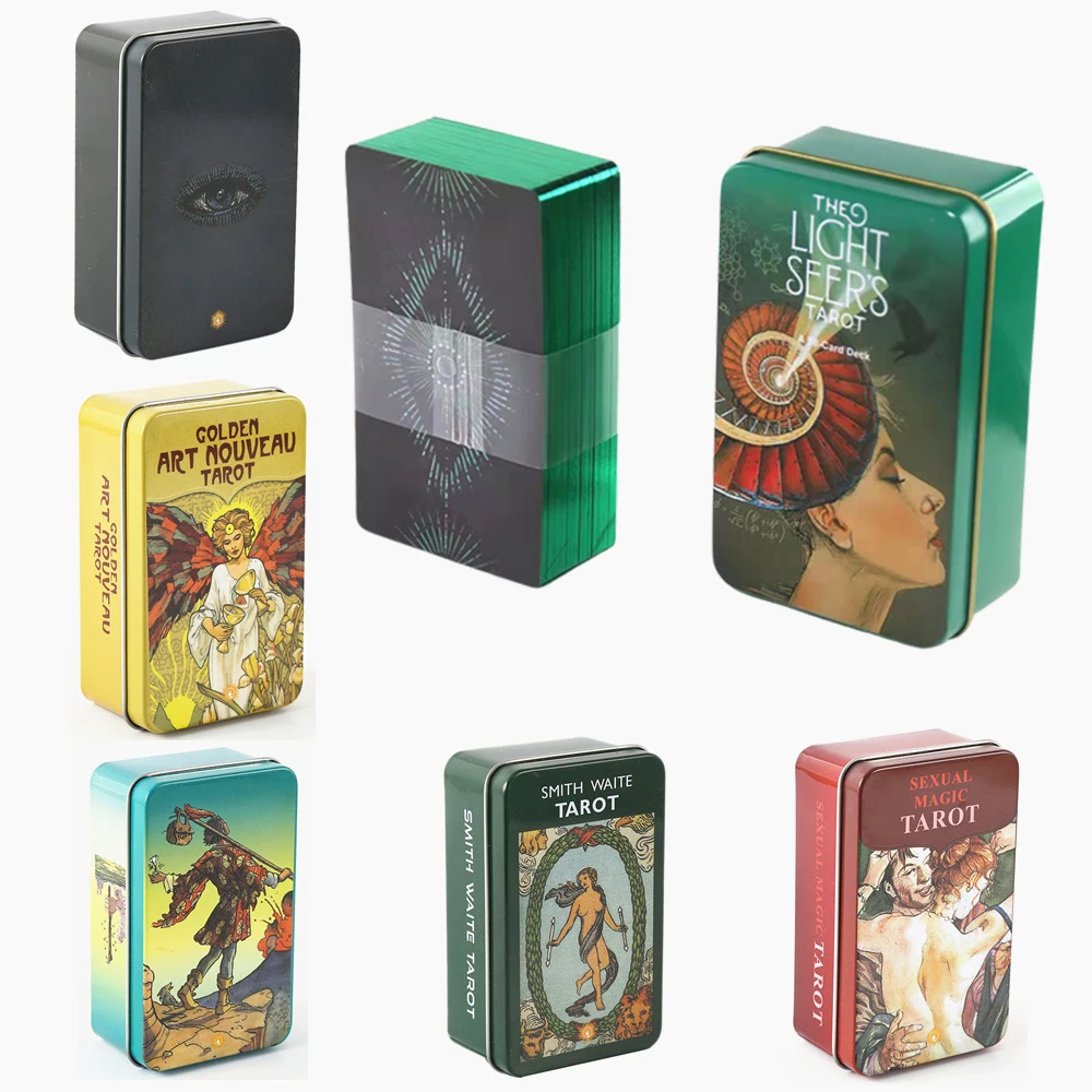 

Neon Moon Tarot in a Tin Metal Box High Quality 78 Cards Gilded Edge with Paper Guidebook Based on the classic Rider Tarot