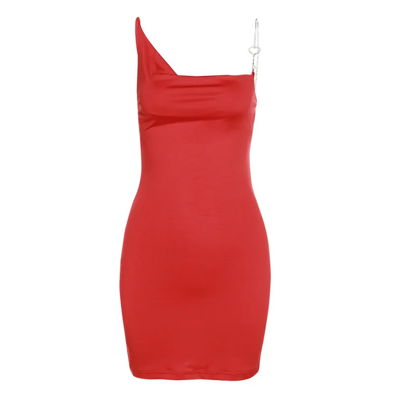 

Sexy Dress For Club Summer Fashion Metal Heart Spaghetti Strap Bodycon Dress Women Clubwear Outfits Party Elegant Mini Dress