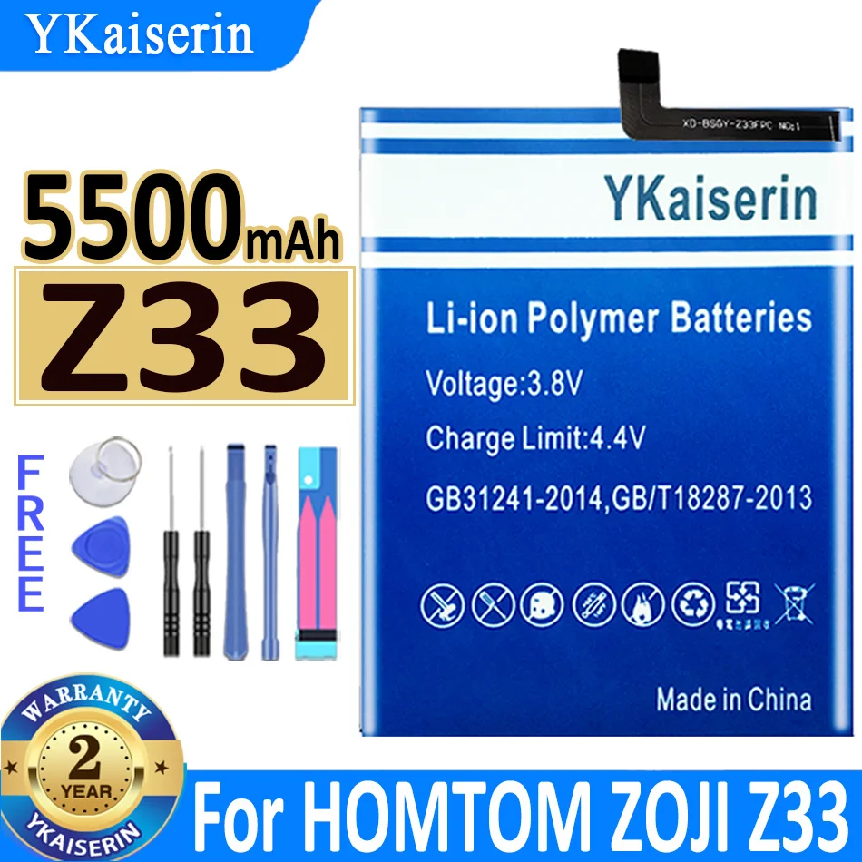 

5500mAh YKaiserin Battery Z33 for HOMTOM ZOJI Z33 Smart Phone Batteries SmartPhone IP68 Waterproof MT6739 Bateria