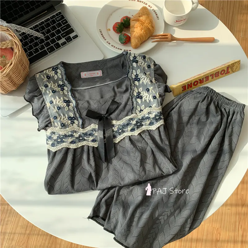 Women Pajamas Sets Spring Women Sleepwear Suit Tops and Shorts Home Wear Women oversize 6XL Pyjamas Set