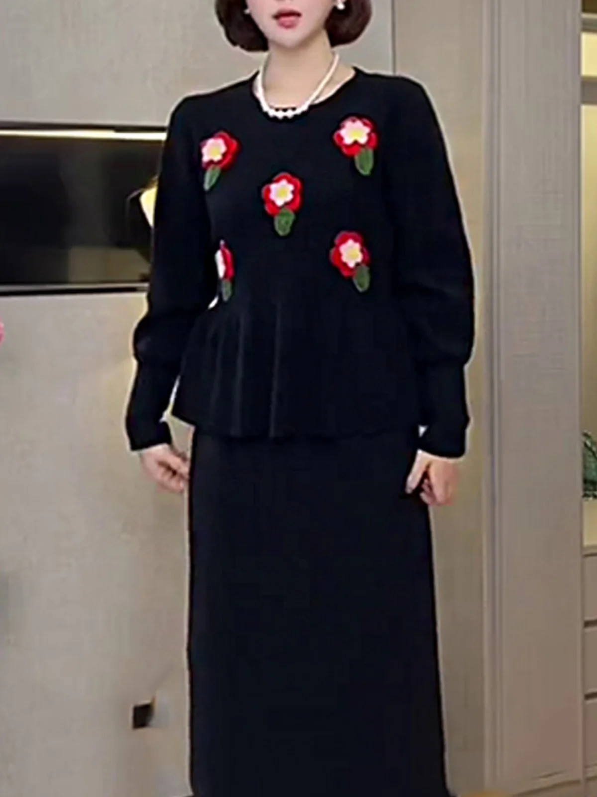 Женская одежда больших размеров Chubby Girl осень 2024 новый топ с длинными рукавами и