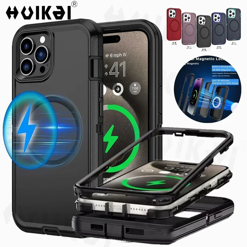 Фото Чехол для iPhone 15 Pro Max 15 14 Pro Max iphone 16 Pro Max Сверхмощный амортизирующий защитный чехол для всего тела из силиконовой резины №1