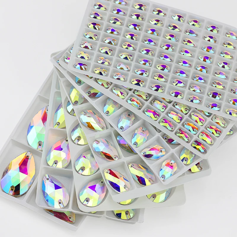 

Пришивные камни в форме слезы для свадебного платья, все размеры