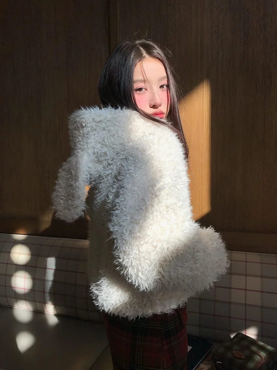 Xinhelp домашняя молодежная меховая верхняя одежда с капюшоном и кроликом для