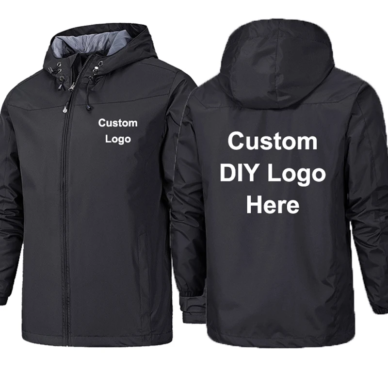 

Spring Autumn Custom Logo Design Men Jacket DIY Print Zipper Coat Windproof Waterproof Jacket Unisex Outdoor Jackets