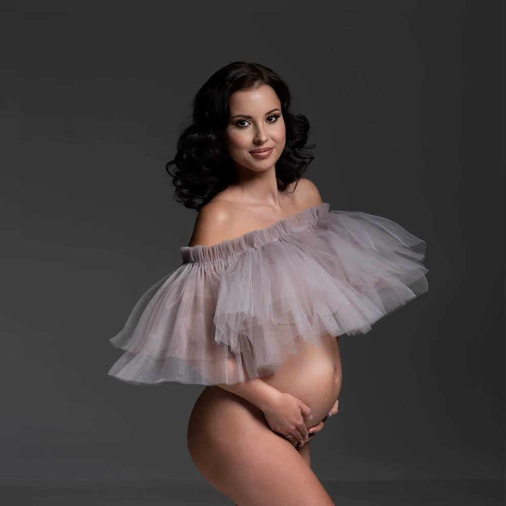 Сексуальные Платья для фотосъемки беременных прозрачный тюль без бретелек